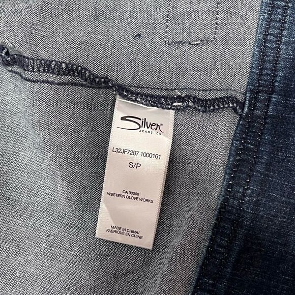 NWT Silver Jeans Denim Assymetrical Zip Two Tone Moto Jean Jacket Womens S - Picture 5 of 7